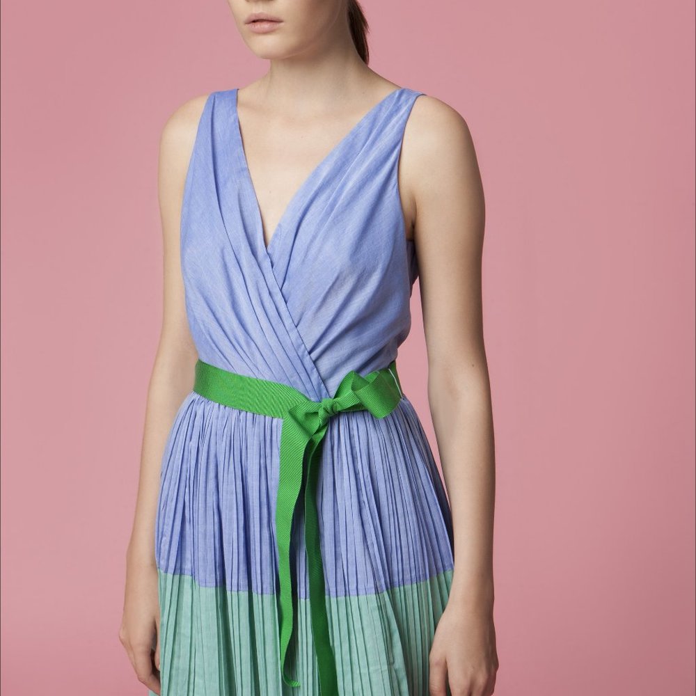 MANTU Made in Italy Pleated Cotton Midi Dress